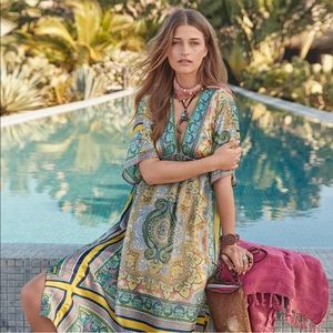 SUNDANCE: Satin/Poly Mixed Print Dress